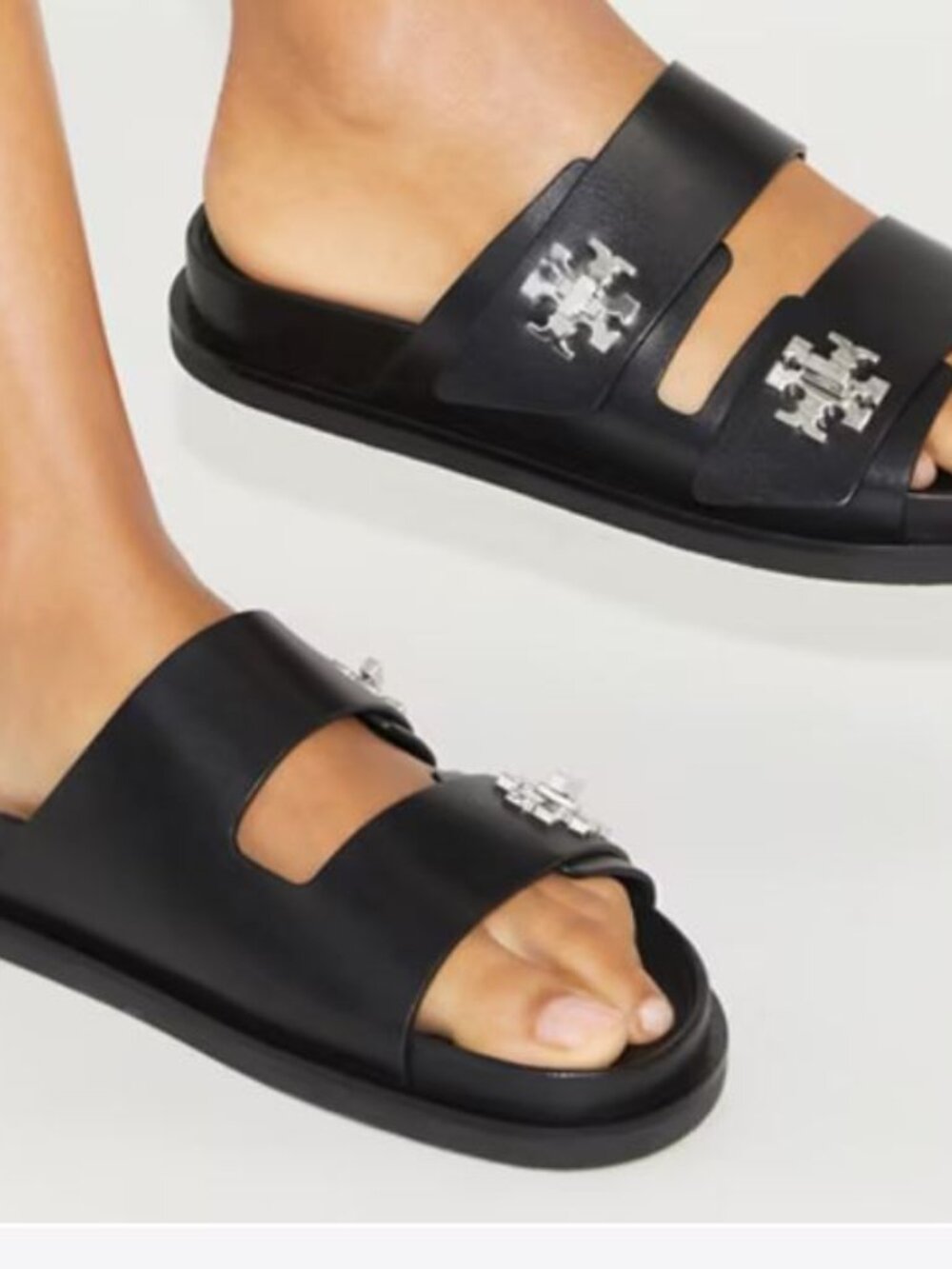 Brand New Tory Burch sz 10 t lock sport slide vachetta leather sandals 175640